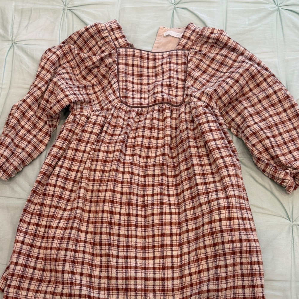 Zara Brown and Cream Plaid Shirt